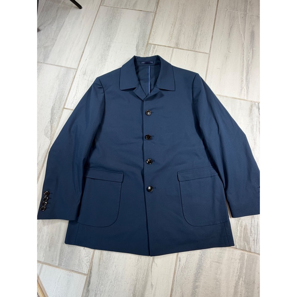 Sene Soho FlexTech Custom Navy Blue Cotton Chore Coat Blazer Jacket 46 Chest